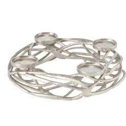 BOLTZE Kerzen & Kerzenhalter-Adventskranz Ringval Ø 40 cm Silber
