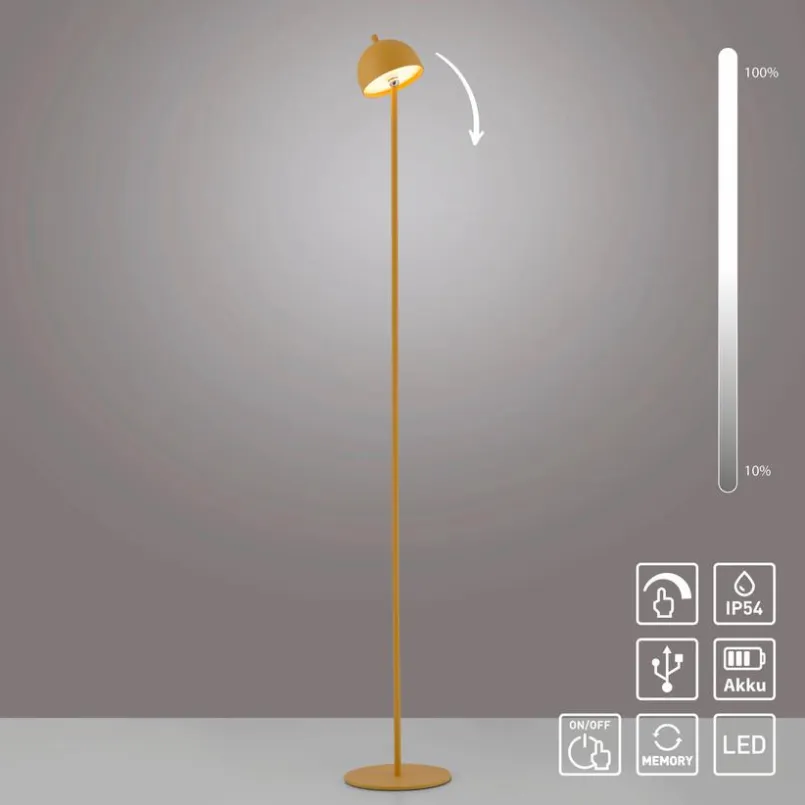 Außenstehleuchten|Außenstehleuchten|SCHÖNER WOHNEN-Kollektion Akku-Stehlampe Bellis Gelb