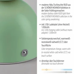 SCHÖNER WOHNEN-Kollektion Akkuleuchten|Tischlampen-Akku-Tischleuchte Rudi Grün