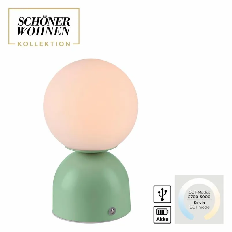SCHÖNER WOHNEN-Kollektion Akkuleuchten|Tischlampen-Akku-Tischleuchte Rudi Grün