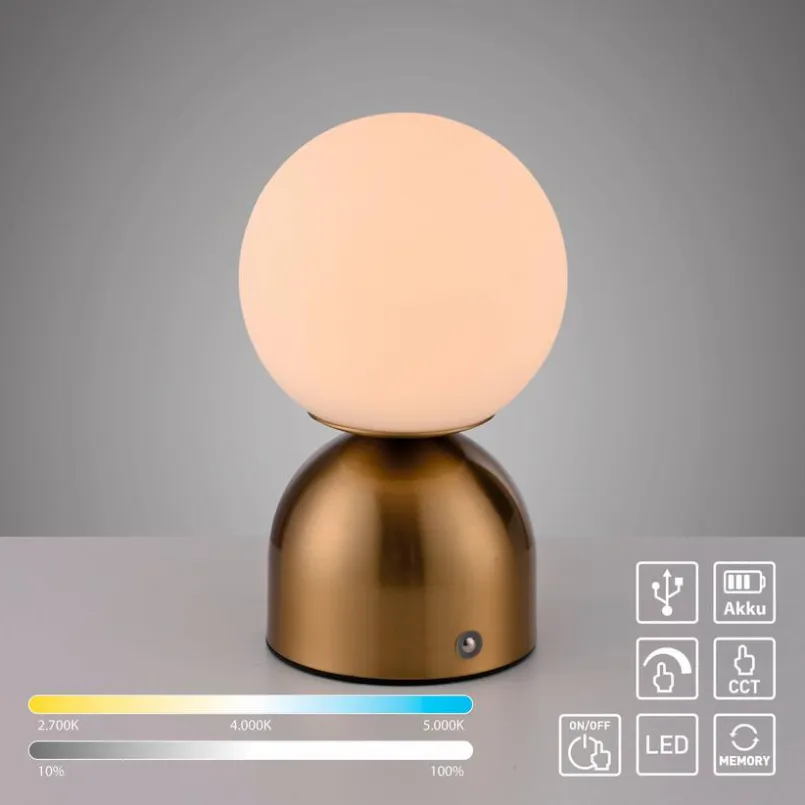 SCHÖNER WOHNEN-Kollektion Akkuleuchten|Tischlampen-Akku-Tischleuchte Rudi Gold