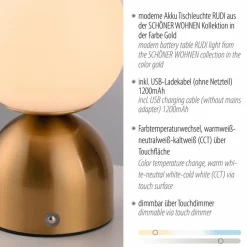 SCHÖNER WOHNEN-Kollektion Akkuleuchten|Tischlampen-Akku-Tischleuchte Rudi Gold