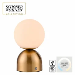 SCHÖNER WOHNEN-Kollektion Akkuleuchten|Tischlampen-Akku-Tischleuchte Rudi Gold