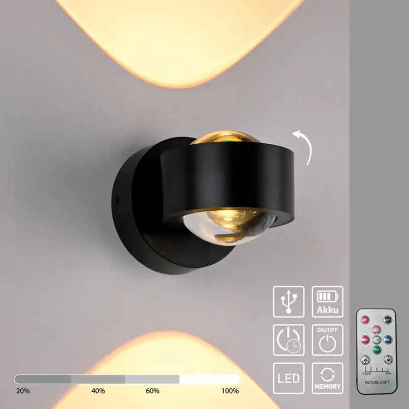 JUST LIGHT. Wandleuchten-Akku-Wandleuchte Chia Anthrazit