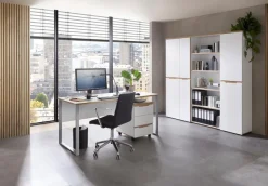 Büroschränke & Regale|Innostyle Aktenregal Memphis Weiß / Eiche