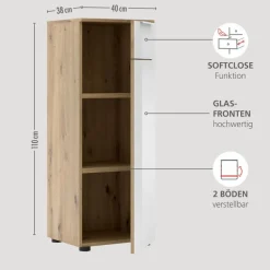 Innostyle Büroschränke & Regale-Aktenschrank Santorin Eiche / Weiß