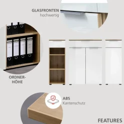 Innostyle Büroschränke & Regale-Aktenschrank Santorin Eiche / Weiß