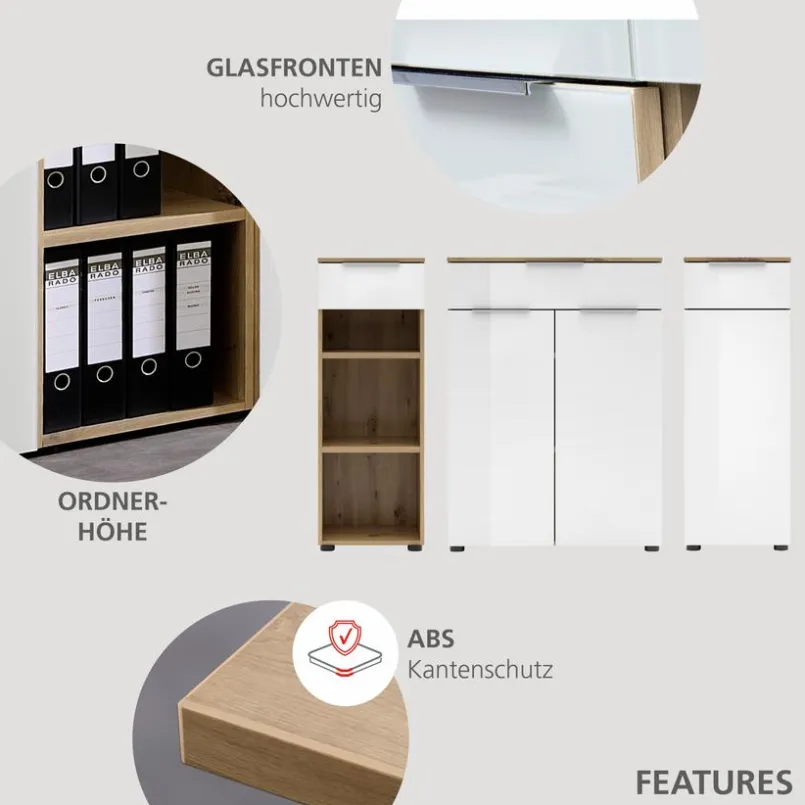 Innostyle Büroschränke & Regale-Aktenschrank Santorin Eiche / Weiß