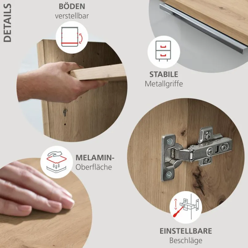 Innostyle Büroschränke & Regale-Aktenschrank Santorin Eiche / Weiß