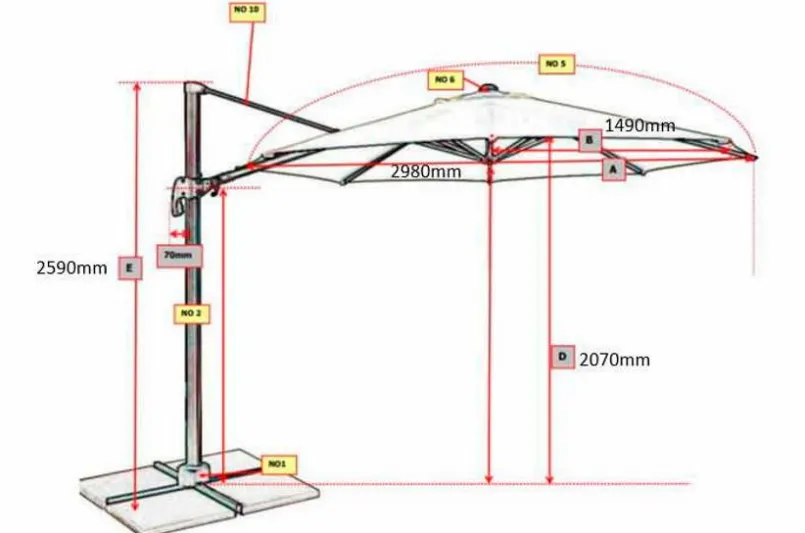 Ampelschirm Ravenna AX 300 x 300 cm<Doppler Clearance