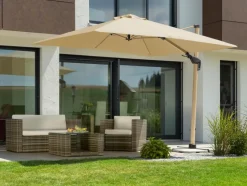 Schneider Schirme Sonnenschirme-Ampelschirm Rhodos Twist Woody 300x300cm Natur