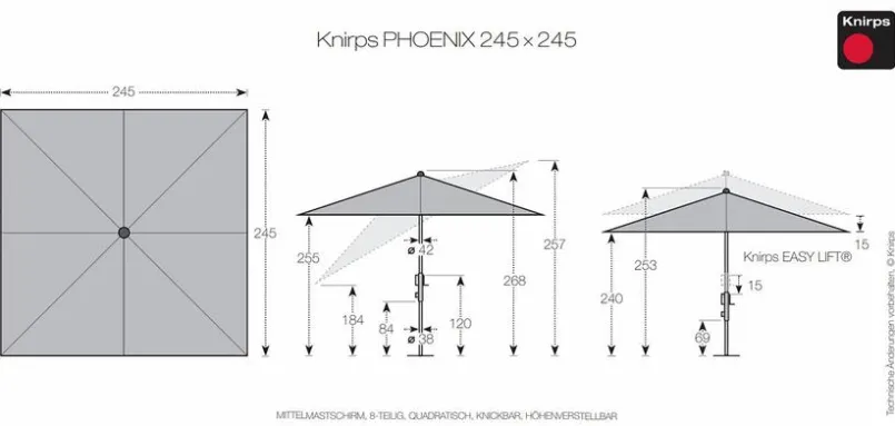 Ampelschirm Phoenix 245 x 245<Doppler New