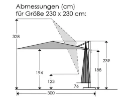 Ampelschirm Rhodos Junior 230 x 230 cm<Schneider Schirme Clearance