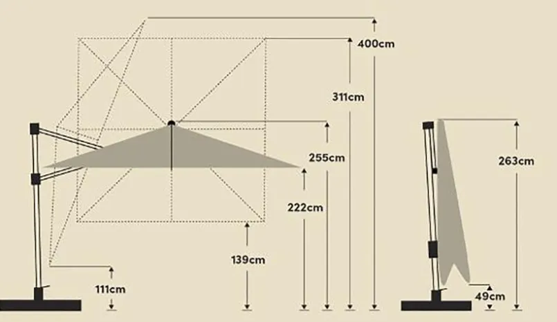 Ampelschirm Varioflex 300 x 300 cm<Glatz Hot