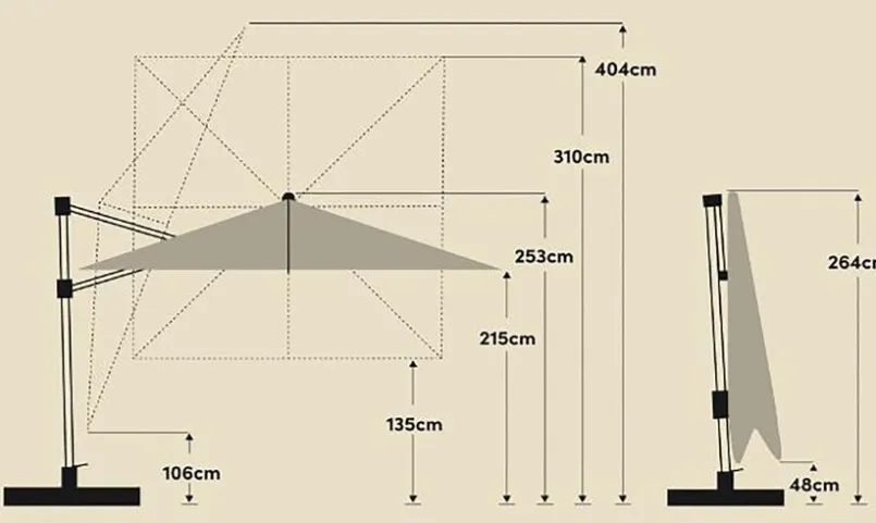 Ampelschirm Varioflex LED 300 x 300 cm<Glatz Discount