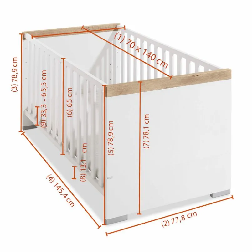 Paidi Babybetten|Babybetten-Babybett Kira 70 x 140 cm Weiß