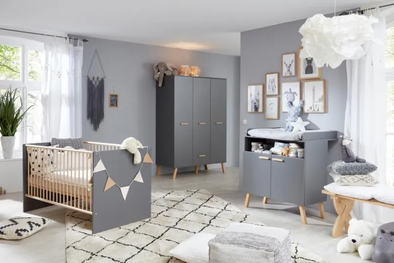 trendteam Babybetten|Babybetten-Babybett Mats 70 x 140 cm Grau