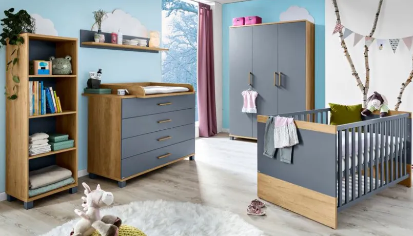 Babyzimmer-Komplettsets|Babyzimmer-Komplettsets|Paidi Babyzimmer-Set Liam 4tlg. Schiefer