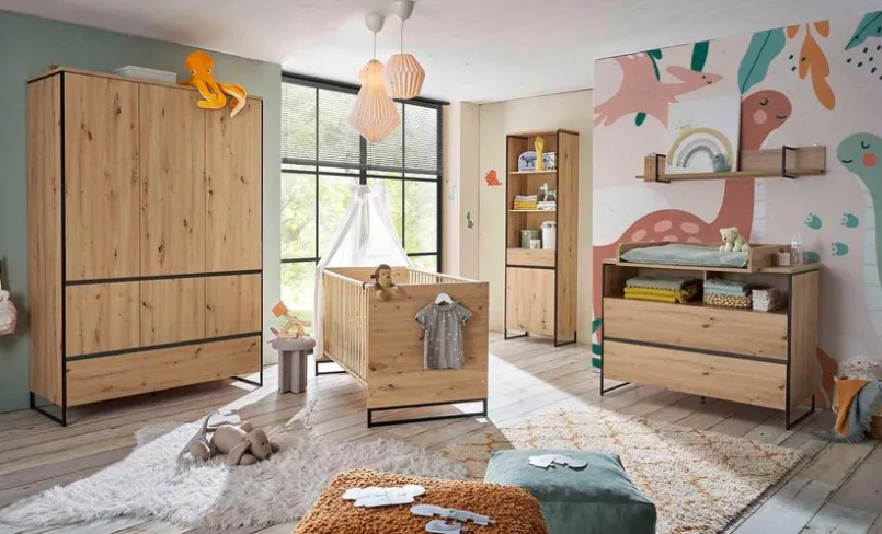 BEGABINO Babyzimmer-Komplettsets|Babyzimmer-Komplettsets-Babyzimmer-Set Marseille 3tlg. Artisan-Eiche