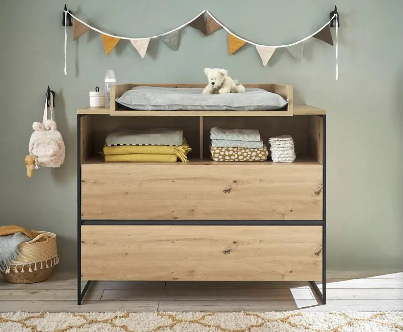 BEGABINO Babyzimmer-Komplettsets|Babyzimmer-Komplettsets-Babyzimmer-Set Marseille 3tlg. Artisan-Eiche