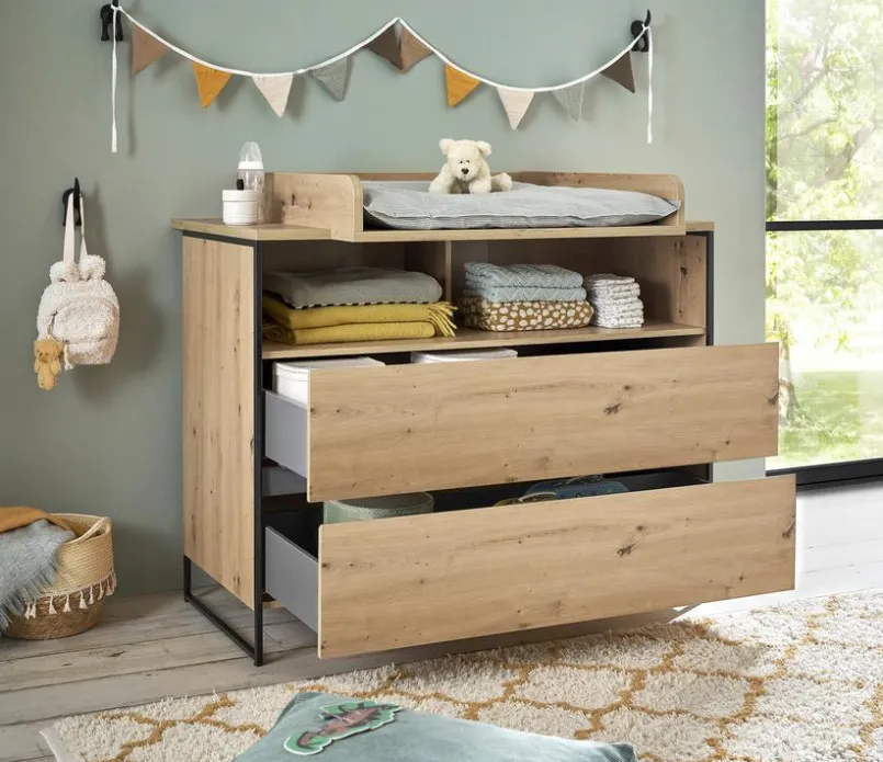 BEGABINO Babyzimmer-Komplettsets|Babyzimmer-Komplettsets-Babyzimmer-Set Marseille 3tlg. Artisan-Eiche