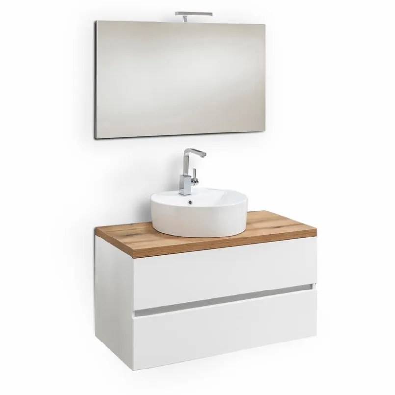 Badezimmer-Komplettsets-Badmöbel-Set City Weiß