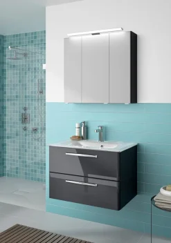 Badezimmer-Komplettsets|Pelipal Badmöbel-Set Trentino Anthrazit