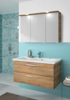 Pelipal Badezimmer-Komplettsets-Badmöbel-Set Trentino Riviera Eiche