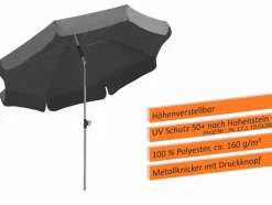 Schneider Schirme Balkonschirme|Sonnenschirme-Balkonschirm Locarno Ø 200 cm Anthrazit
