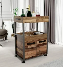 FORTE Servierwagen-Barschrank Home Bar Vintage Braun