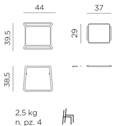 Nardi Balkontische|Gartentische-Beistelltisch Pop 39,5 x 44 cm Anthrazit