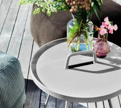 Balkontische|Gartentische|Cane-line Beistelltisch On-The-Move Ø 44 cm Hellgrau