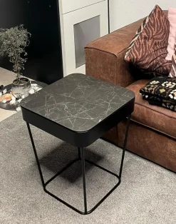 Bacher Couchtische-Beistelltisch Prego Schwarz / Silber