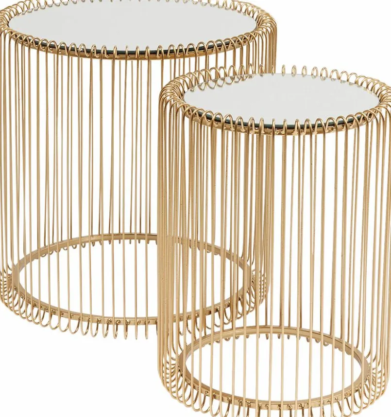 KARE DESIGN Couchtische-Beistelltisch Wire Messing 83457 2er Set Gold