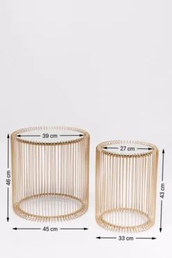 KARE DESIGN Couchtische-Beistelltisch Wire Messing 83457 2er Set Gold