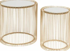 KARE DESIGN Couchtische-Beistelltisch Wire Messing 83457 2er Set Gold