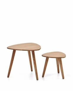 Kave Home Couchtische-Beistelltisch-Set Duvani Akazie