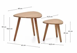 Kave Home Couchtische-Beistelltisch-Set Duvani Akazie