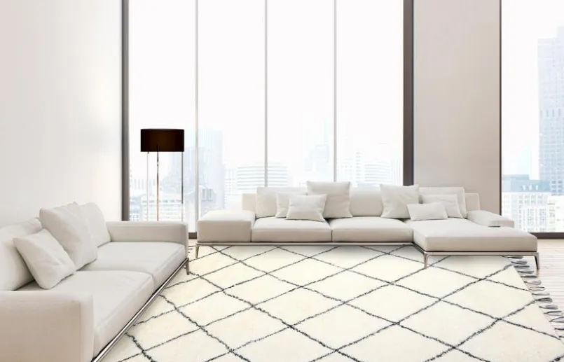 Natur(Look) Teppiche-Berber Teppich Safi 170 x 240 cm Schwarz / Weiß
