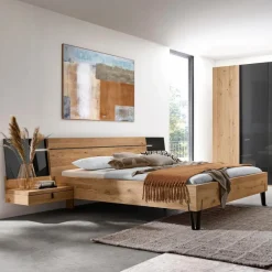 Thielemeyer Betten-Bett mit Nachttischen Cubo 180 x 200 cm Wildeiche