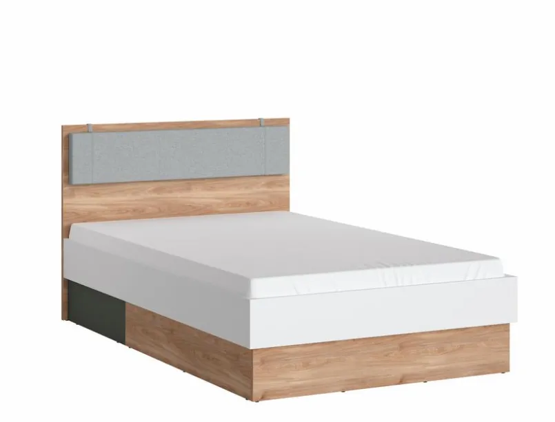 Wójcik Jugendbetten|Jugendbetten-Bett mit Polsterkopfteil Twenty 120 x 200 cm Eiche