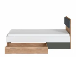 Wójcik Jugendbetten|Jugendbetten-Bett mit Polsterkopfteil Twenty 90 x 200 cm Eiche / Weiß