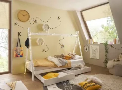 BEGABINO Kinderbetten|Kinderbetten-Bett Sora 90 x 200 cm Weiß
