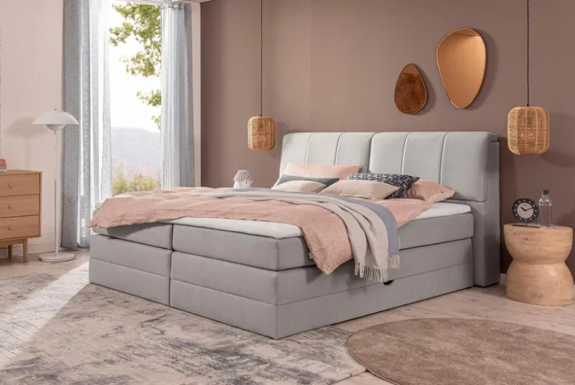 Betten-Boxspringbett Luna 180 x 200 cm Grau