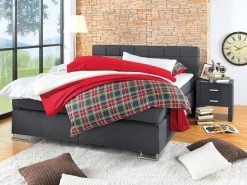 Betten|hapo Boxspringbett Boston 180 x 200 cm Anthrazit