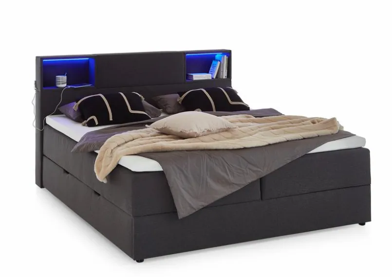 meise.möbel Jugendbetten|Jugendbetten-Boxspringbett Caja 180 x 200 cm Anthrazit