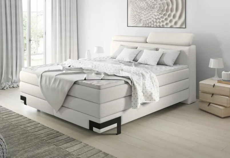 Betten-Boxspringbett Kano 180x200 cm Hellgrau