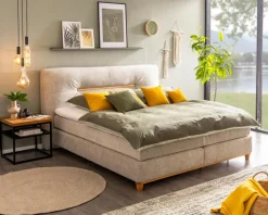 MAISON Betten-Boxspringbett Kansas City 160 x 200 cm Beige
