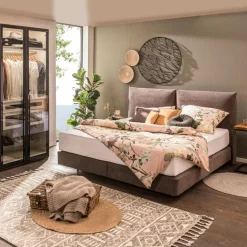 MAISON Betten-Boxspringbett Kansas City 160 x 200 cm Grau