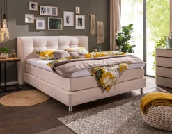 MAISON Betten-Boxspringbett Kansas City 160 x 200 cm Weiß